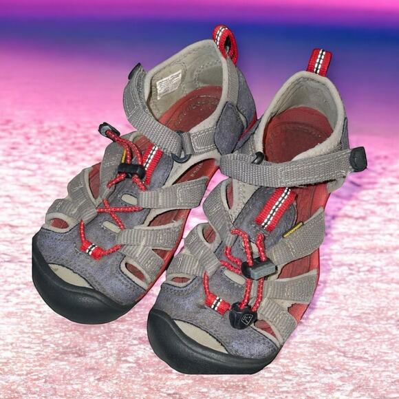 Keen Kid Sz 12 Sandals Seacamp II CNX Water Hook Loop Magnet Racing Red 1014123 - Picture 1 of 15